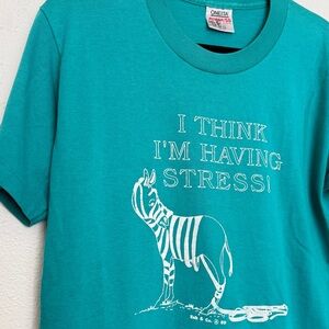Vintage 80s Zebra Graphic Tee Funny Novelty Animal Shirt 1989